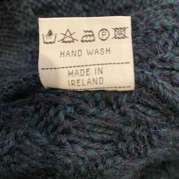 NWT Women's Teal Traditional Aran Wool Sweater Quill’s Woolen Market. Size L. - Picture 6 of 6
